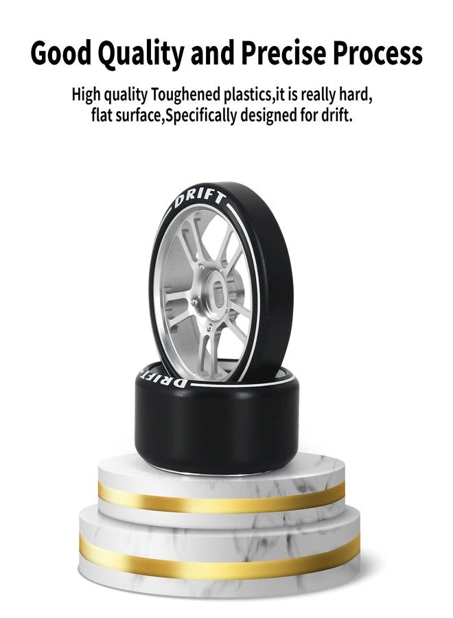 مجموعة عجلات Abendor مكونة من 4 قطع، 10 أضلاع، 22.4 مم، لسيارات التحكم عن بعد بمقياس 1/28، مزودة بشعار، وإطارات سيارات التحكم عن بعد، [2N+2W] متينة، مناسبة لسيارات Mini-Q HGD1 Mini-Z DRZ Wltoys K969 بمقياس 1/28، قطع غيار لترقية سيارات التحكم عن بعد (فضي). - Image 3